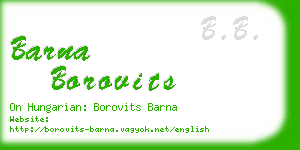 barna borovits business card